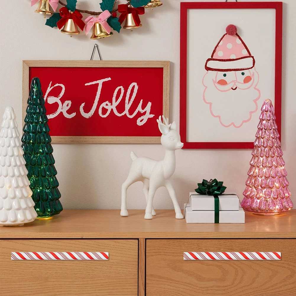 2Pcs Christmas Peppermint Knob Covers Decorative Cabinet Dresser Pulls Creative Door Handle Covers for Christmas Home Decoration C251030