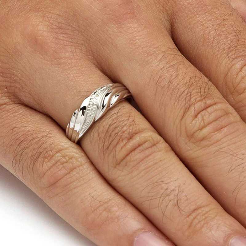 Huitan Lovers Wedding Rings Silver ColorGold Color Modern Fashion Women Men Finger Rings Dazzling CZ Couple Gift Trend JewelryW251030