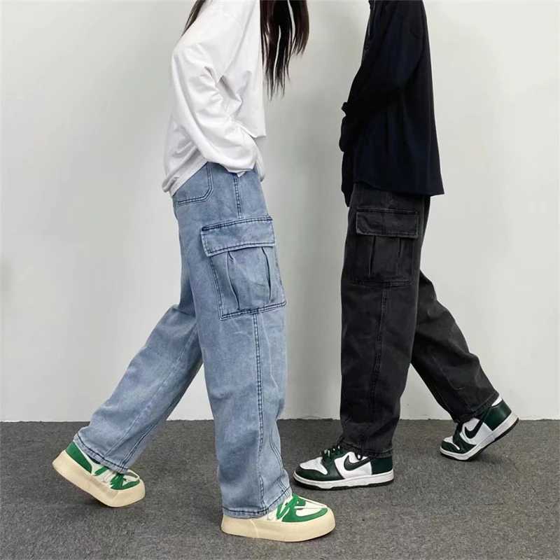 Oversize Streetwear Mens Baggy Jeans Y2K Cargo Wide Leg Pants Fashion Harajuku Hip Hop Loose Straight Korean Autumn Denim Pants J251030