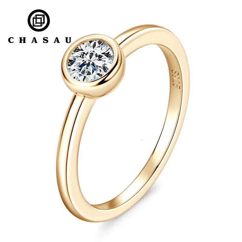 Classic Shinny 925 Sterling Sliver 05ct 5mm D Color VVS Round Cut Moissanite Engagement Ring for Women