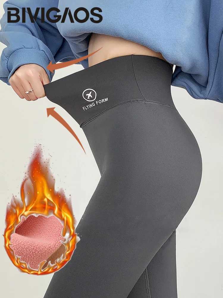 BIVIGAOS Autumn Winter Pink Velvet Shark Leggings Women Fleece High Waist Thick Warm Leggings Gray Casual Sports Yoga Leggings J251030