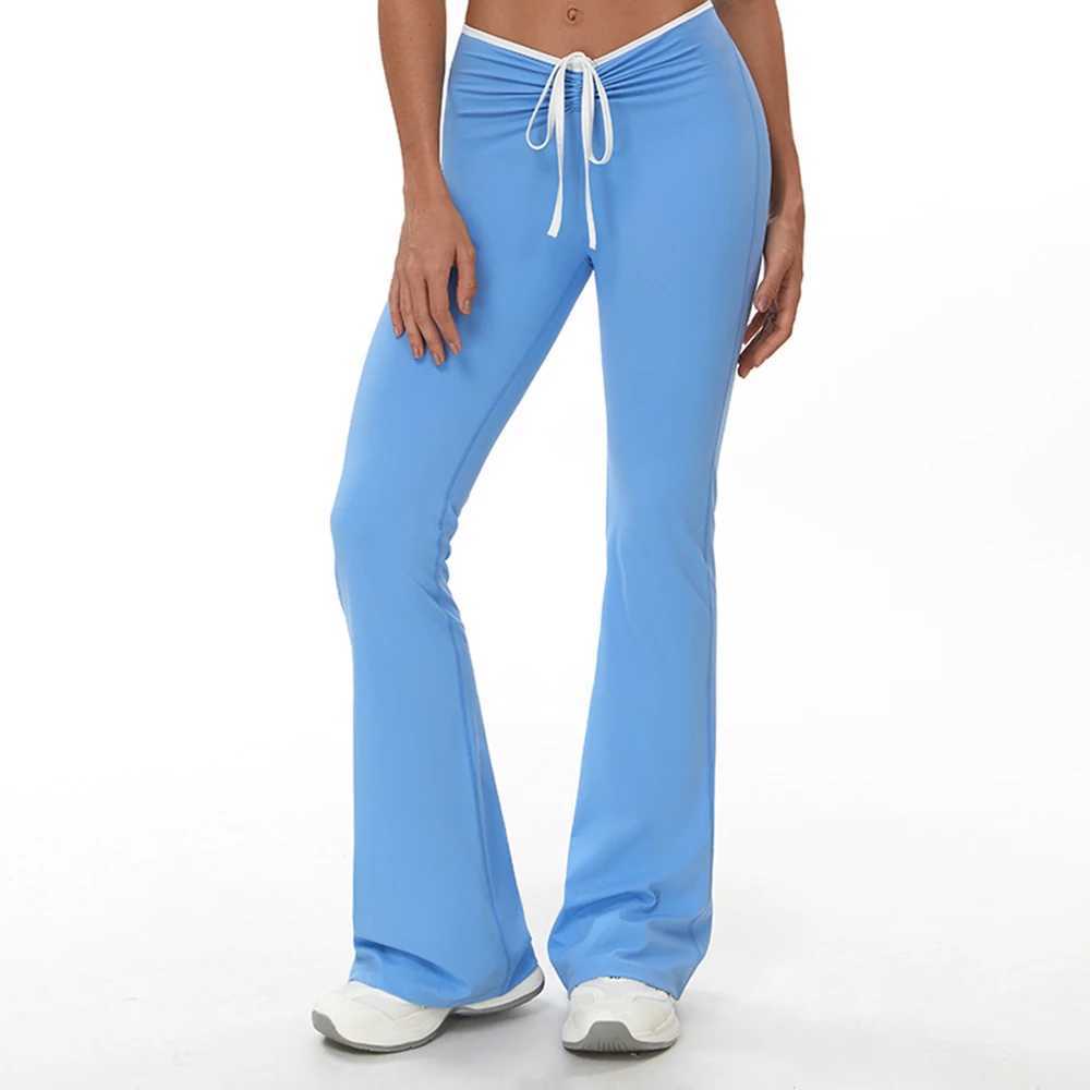 Yoga Leggings Drawstring Bellbottoms Women Fitness Wide Leg Pants Gym Running Cycling Pants Sports High Waist Workout Leggings J251030