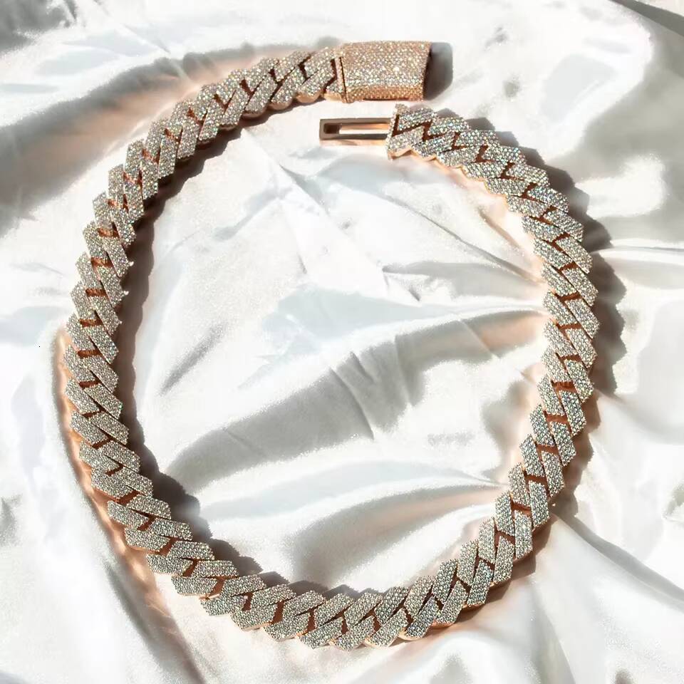 Custom Rapper Heavy Hip Hop Jewelry Mens Vvs Diamonds 925 Sterling Silver Cuban Link Chain Iced Out Moissanite Chains