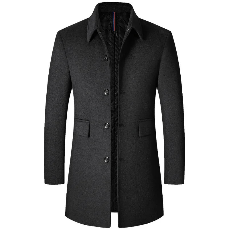 BROWON Winter Coat Men 2025 Autumn Solid TurnDown Collar Wool Long Jacket for Men Business Casual Keep Warm Outerwear 251029