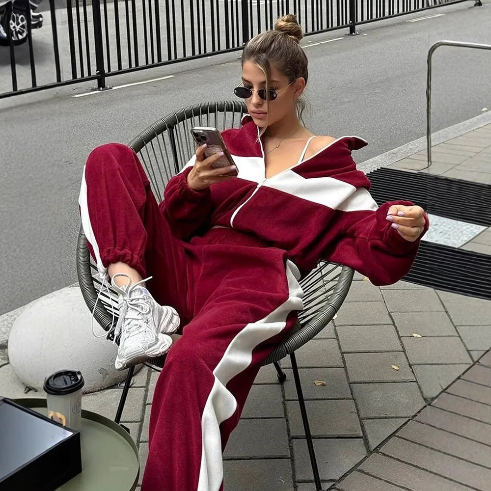Autumn Winter Two Piece Sets Pant Set Tracksuit Women Jogger Y2k Sweatshirts Sports Elastic Waist Streetwear Pants Matching Sets 251029