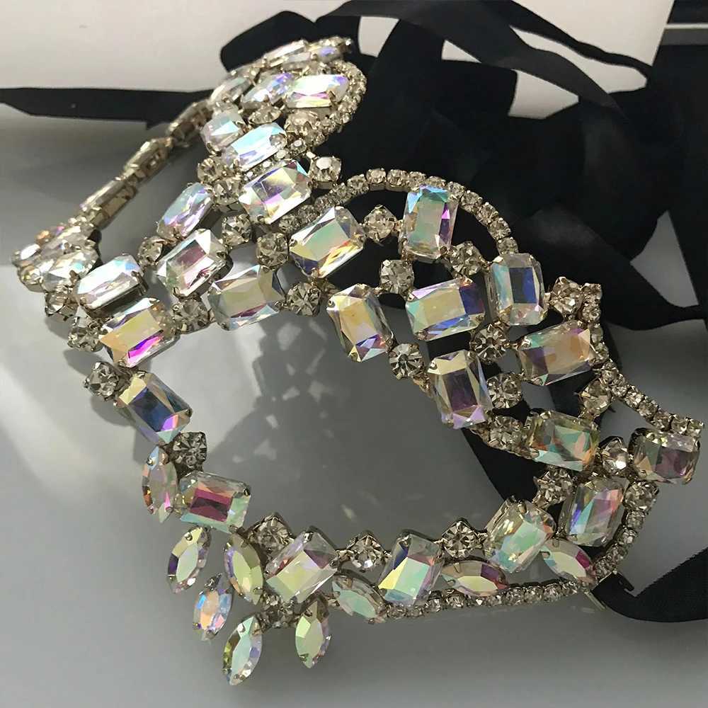 Stonefans Square Rhinestone Mask Masquerade Halloween for Women Party Accessories Costume Sexy Crystal Half Face Mask JewelryW251029