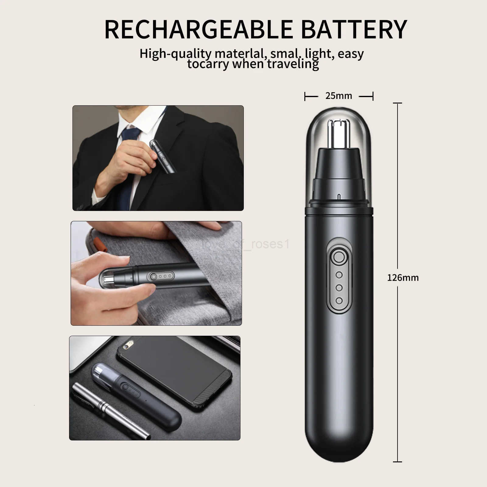 Electric Nose Hair Trimmer Portable Nose Ears Hair Eyebrow Trimmer for Men Rechargeable Painless Clipper Z251030