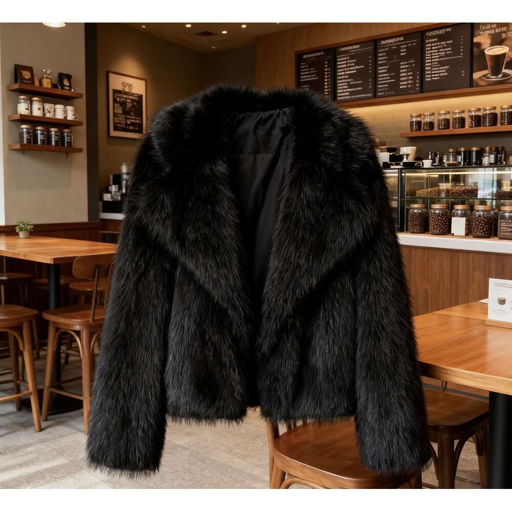 New Faux Fur Jacket Autumn Lapel Winter Loose Korean Style MidLength