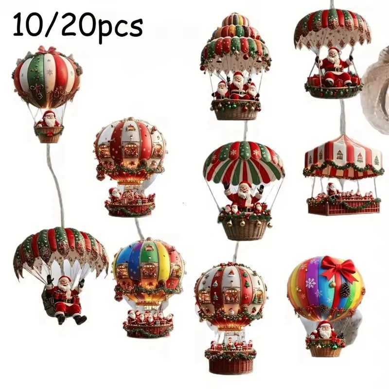 2D Santa Claus Parachute Christmas Tree Ornaments New Year Party Decoration 2025 Christmas Indoor Outdoor Home Decor DIY Gifts C251030
