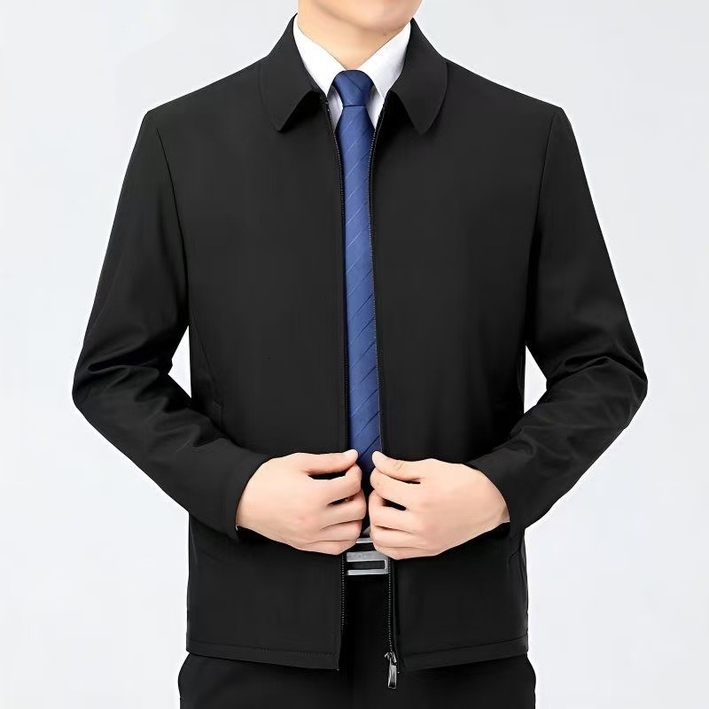 High-end Business Spring And Autumn Men's Casual Jacket For Middle-aged And Young Men Stand Designer Coat Collar Long Sleeve New Dad's Top