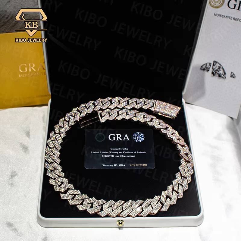 Custom Big 21MM Width Moissanite Heavy Cuban Chain Silver Plated 18k Gold Men Hip Hop Necklace Moissanite Diamond Cuban Chain