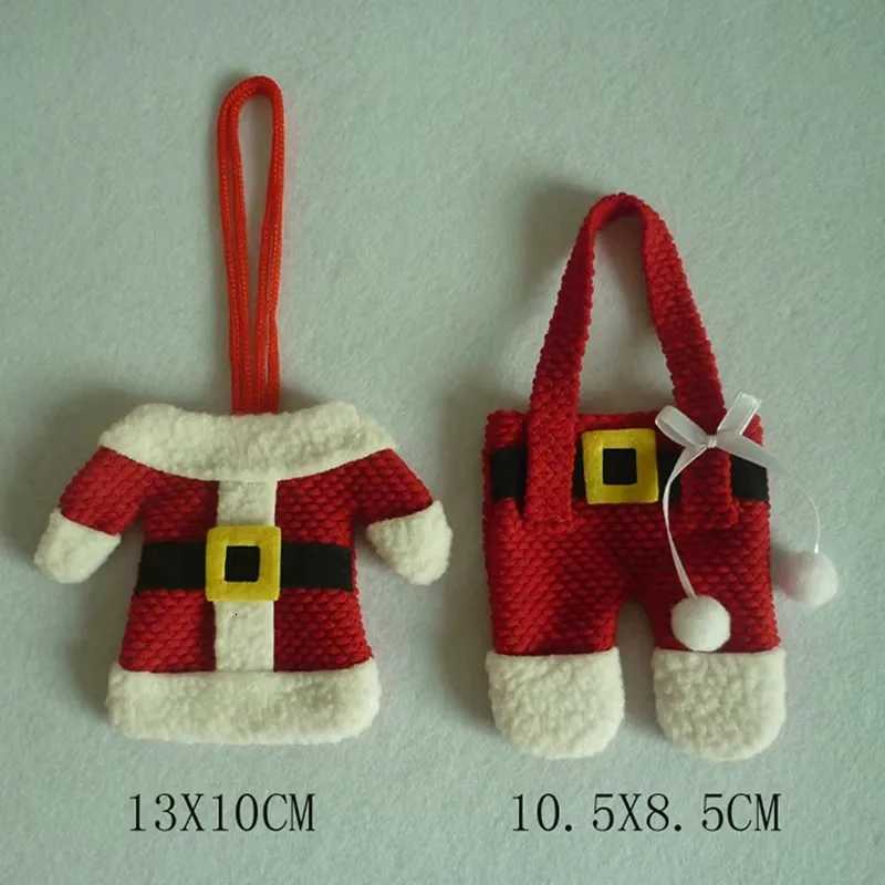 6pcs Christmas Table Decor Silverware Cutlery Tableware Holder Pocket Santa Suit Gift 2024 New Year Bag C251030