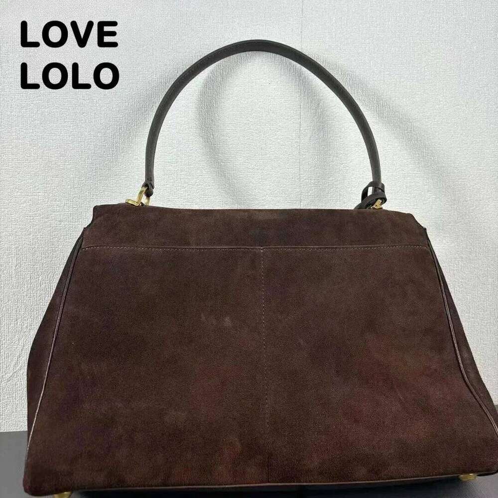 Suede Leather Tote for Women Large Capacity Cowhide Shoulder Bag Designer Lock Satchel Chic Soft Nubuck Crossbody Purse