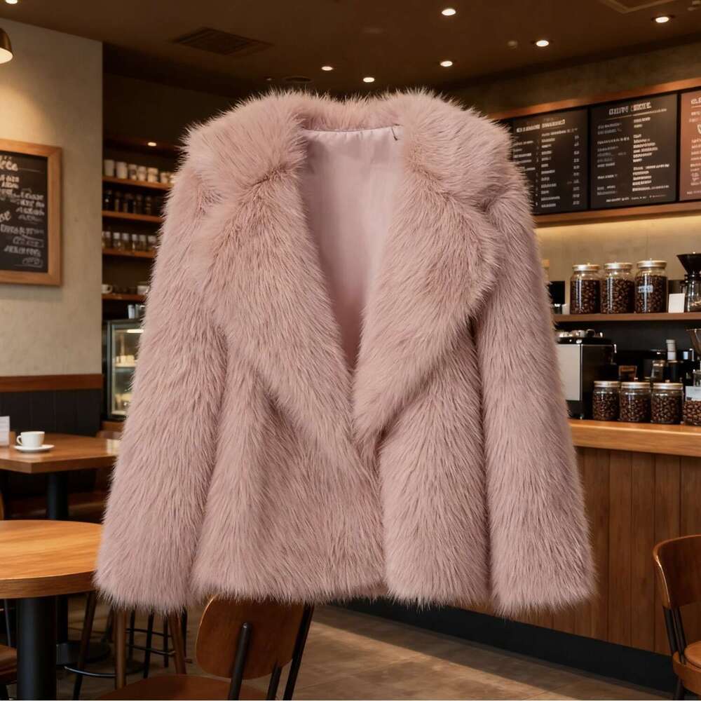 New Faux Fur Jacket Autumn Lapel Winter Loose Korean Style MidLength