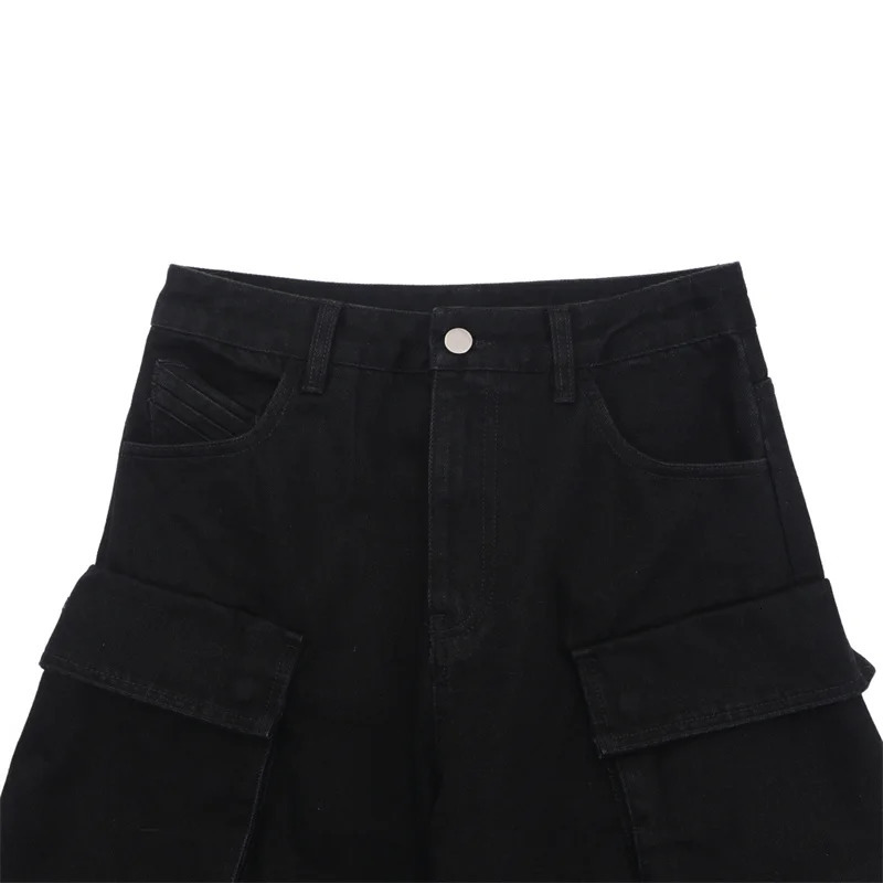 Womens jeans 2025 Winter low waisted slim fit wide leg pants pure cotton womens pants Retro ripped cargo pants Denim pants 251029