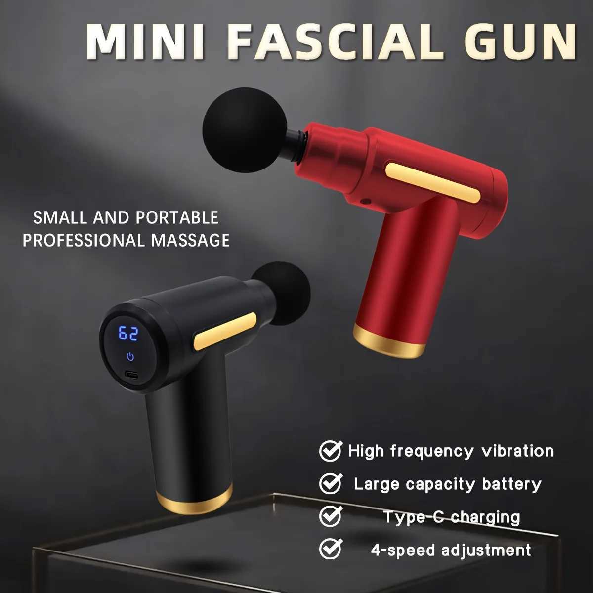 Portable digital fascia gun convenient electric massager LED display screen with six adjustable levelssilent and longlasting J251030