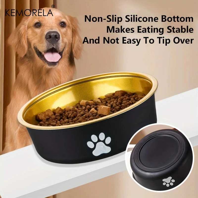 AntiSlip Dog Bowls Small Medium And Large Dog Feeding Bowls And Water Fountains Stainless Steel Pet Feeders Pet Dog Accessories J251113