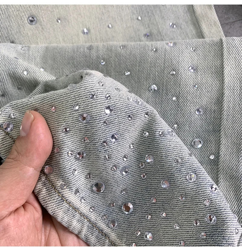 Y2K Sense Crystal Diamond High Waist Straight leg Jeans for Womens Fashion Loose and Slim Wide Leg Pants 251029