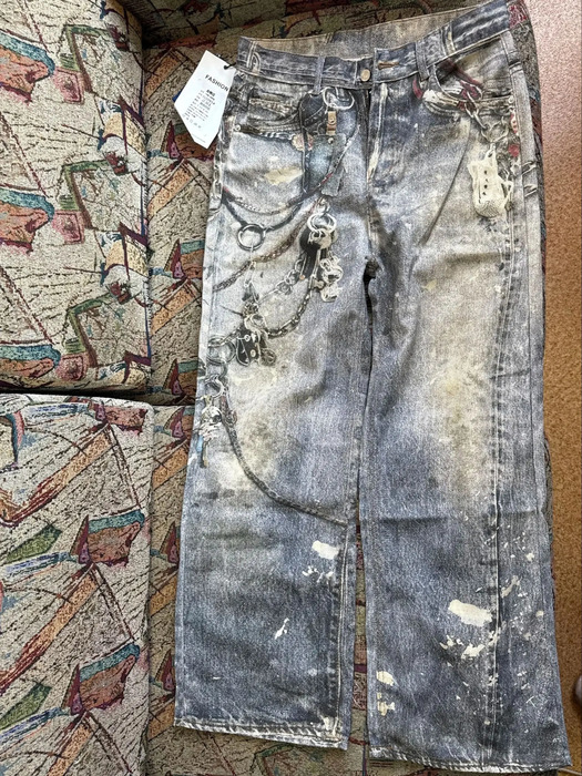 CHIC Streetwear Baggy Jeans for Men American Vintage 3D Painting Printed Washed Denim Pants Women Straight Wide Leg Trousers 251029