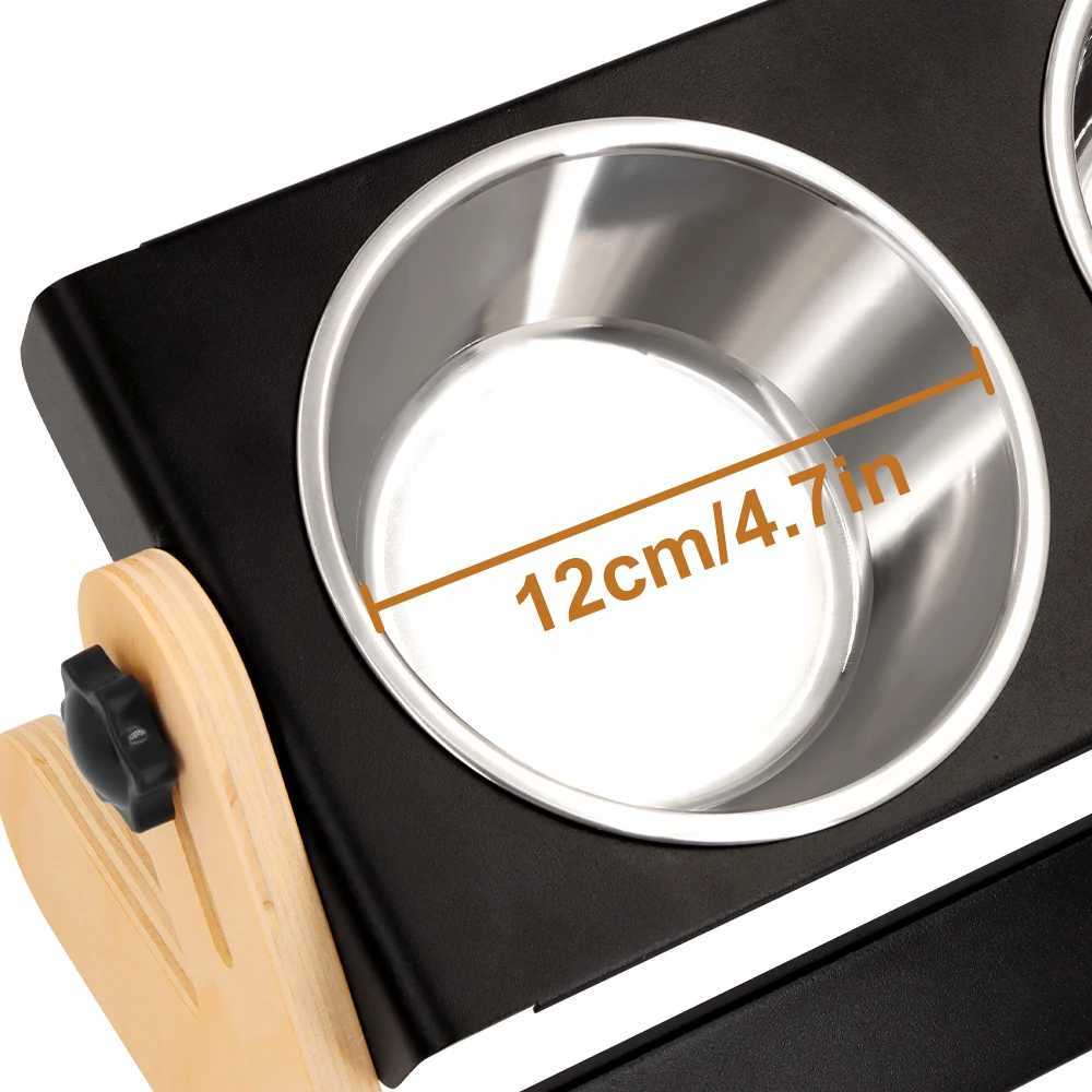 Elevated dog food and water bowl metal stand 2 stainless steel bowls adjustable tilt angle suitable for small dogs and cats J251113