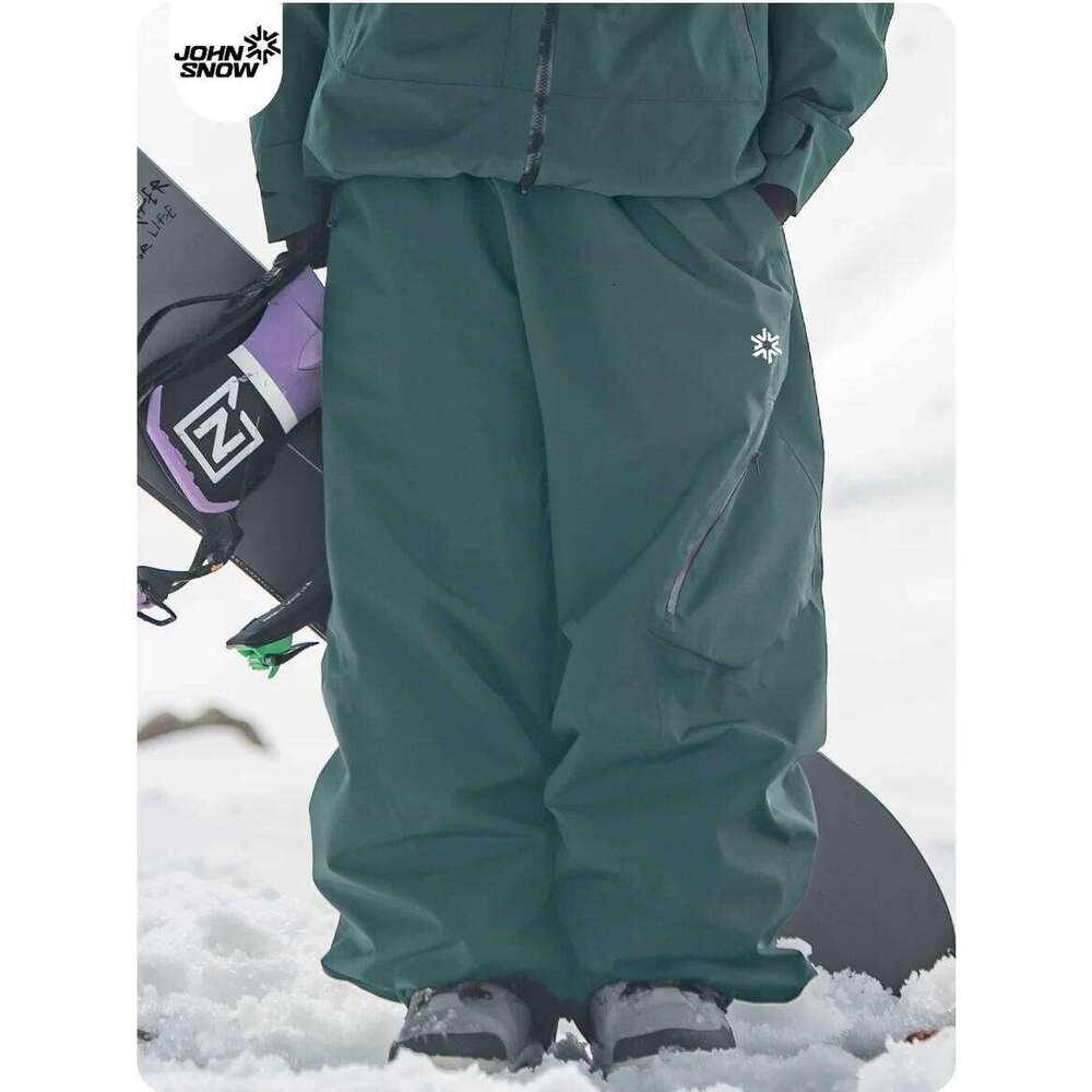 John Snow Unisex Ski Pants Waterproof Windproof Thermal Snowboard Trousers Loose Fit Winter Sports Overpants For Men Women