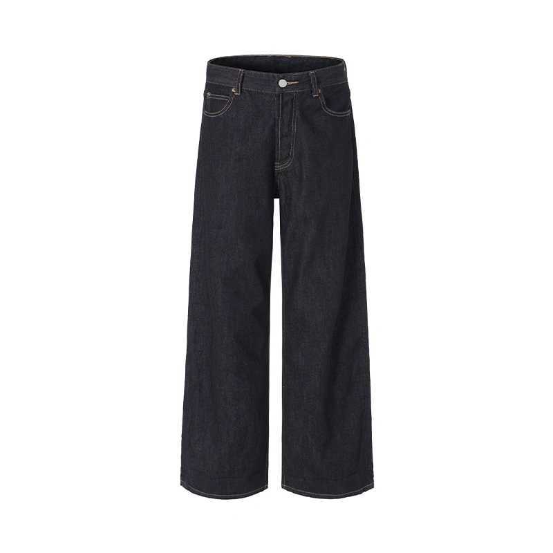 2025 autumn fashion color straight leg rolled edge jeans for men loose and versatile Japanese style long pants J251030