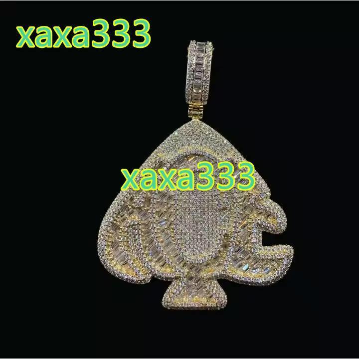 Moissanite VVS Hip Hop Round Baguette Cut Diamond Pendant Ice Out Letter Mens 925 Sterling Silver