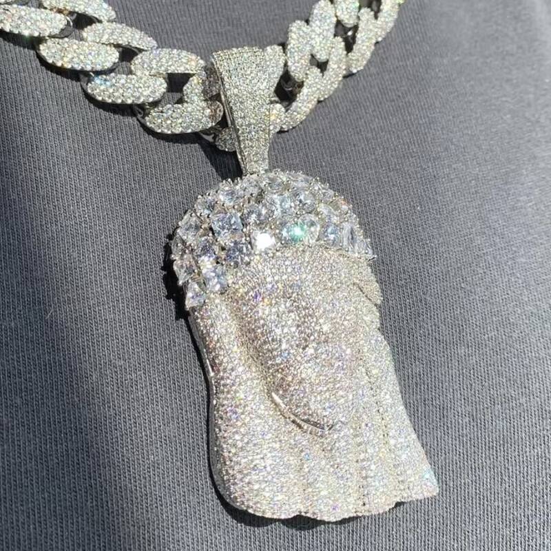 Luxury Diamond 925 Sterling Silver Pendant Full Paved Cz Diamond Pendant Hiphop Religious Jesus Pendant