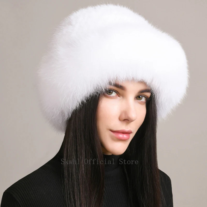 Genuine Real Natural Knitted Mink Fur Hat Cap Women Handmade Knit Fashion Winter Headwear Warm Real Fox Fur Beanies 251028