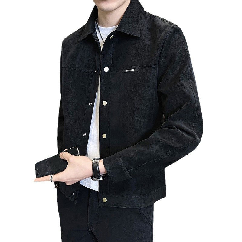 Spring And Autumn Designer Coat Jacket For Men 2025 New Style Handsome Trendy Brand High-end Feel Turn-down Collar Suede Spring Coat Men's Outerw