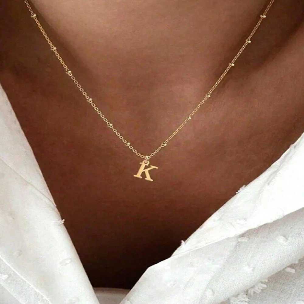Gold Color AZ English Initial Letter Pendant Necklace For Women Metal Jewelry Stainless Steel Chain Necklaces Simple ChokerXJ251030