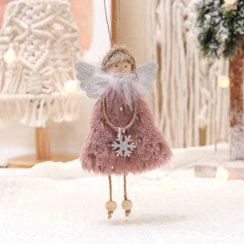 Plush Angel Girl Doll Pendant Christmas Decorations Handmade Crafts Xmas Tree Hanging Ornaments Home New Year 2026 Gift Toy C251030