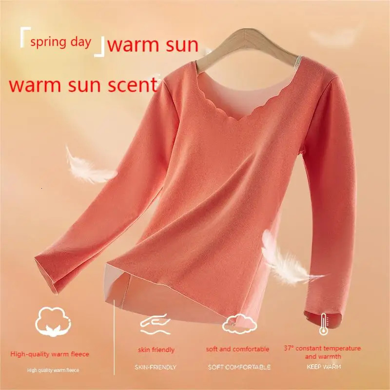 Womens Velvet Thermal Underwear Set Long Johns 2Piece Warm Lingerie Winter Clothes Solid Long Sleeve Trousers for Heat Retenti 251030