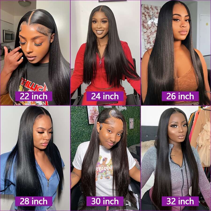 Brazilian Virgin Remy Human Bundles With - 12/14/16+10 Inch Straight Hair, Unprocessed Natural Color, 4X4 Lace Front Closure Seamless Blend, Volume