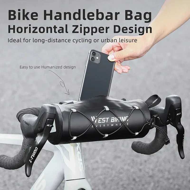 WEST BIKING Bicycle Handlebar Bag 2L Multifunctional Waterproof Bike Front Bag Cycling Handbag Shoulder Bag Bike Accessories H251029