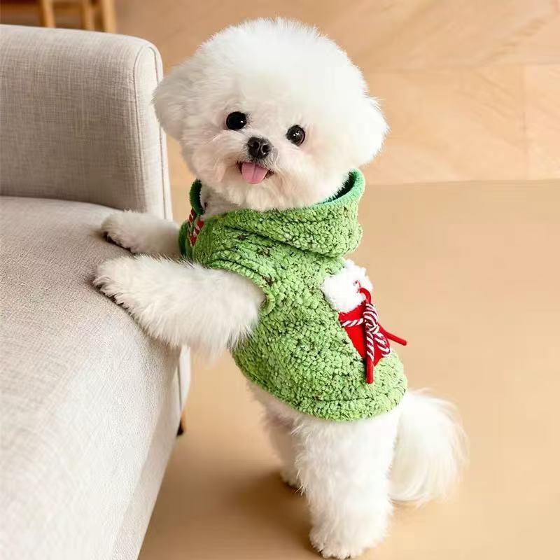 T1936 Dog Clothes Hoodie, Fleece Lined, Thick and Warm for Autumn and Winter, Puppy, Christmas, Bichon Frise, Teddy, Small Dogs