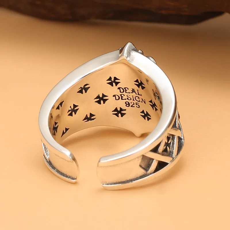 Mens Vintage Opening Punk Wind Anchor Personality Mechanical Hip Hop Trend Thai Silver Single RingW251030