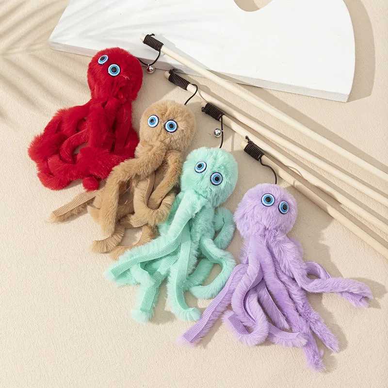 Octopus Plush Cat Stick Funny Pet Cat Toys Interactive Playing Toy For Cats Teaser Kitten Rod Wand Pet Accessories S251029{category}