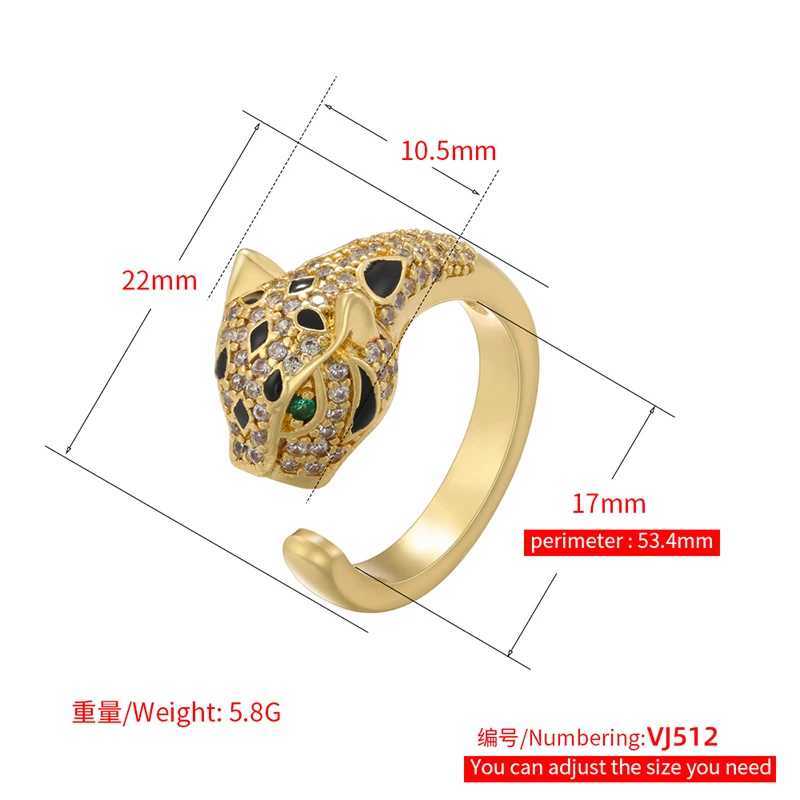 ZHUKOU Leopard head rings for women Dignified temperament Jewelry Ring Curved Snake Mens ring fashion jewelry VJ513W251030