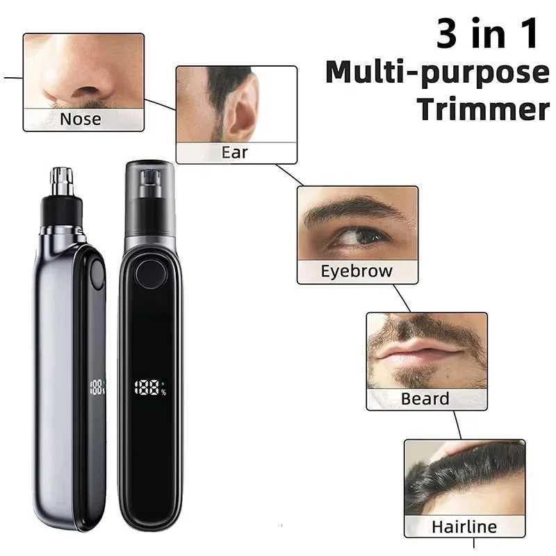 Electric Nose Hair Trimmer Rechargeable Ear and Nose Hair Trimmer Cleaning Nostrils and Removing LCD Digital Display For Man M251030