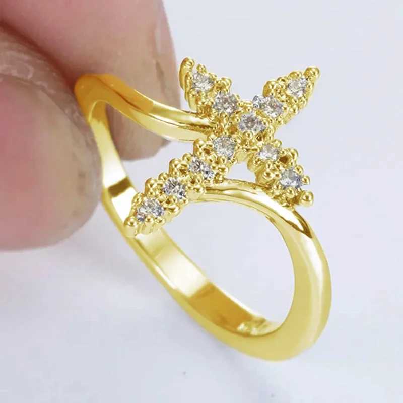 CAOSHI Fashion Womens Cross Rings Silver Color Brilliant Zirconia Finger Jewelry for Daily Life Anniversary Party AccessoriesW251030