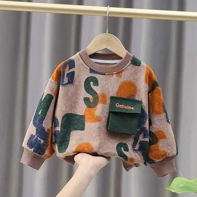Boys Hoodie Spring And Autumn 2024 New Childrens Autumn Trendy Top Baby Long Sleeved Clothes Childrens SweaterT251030