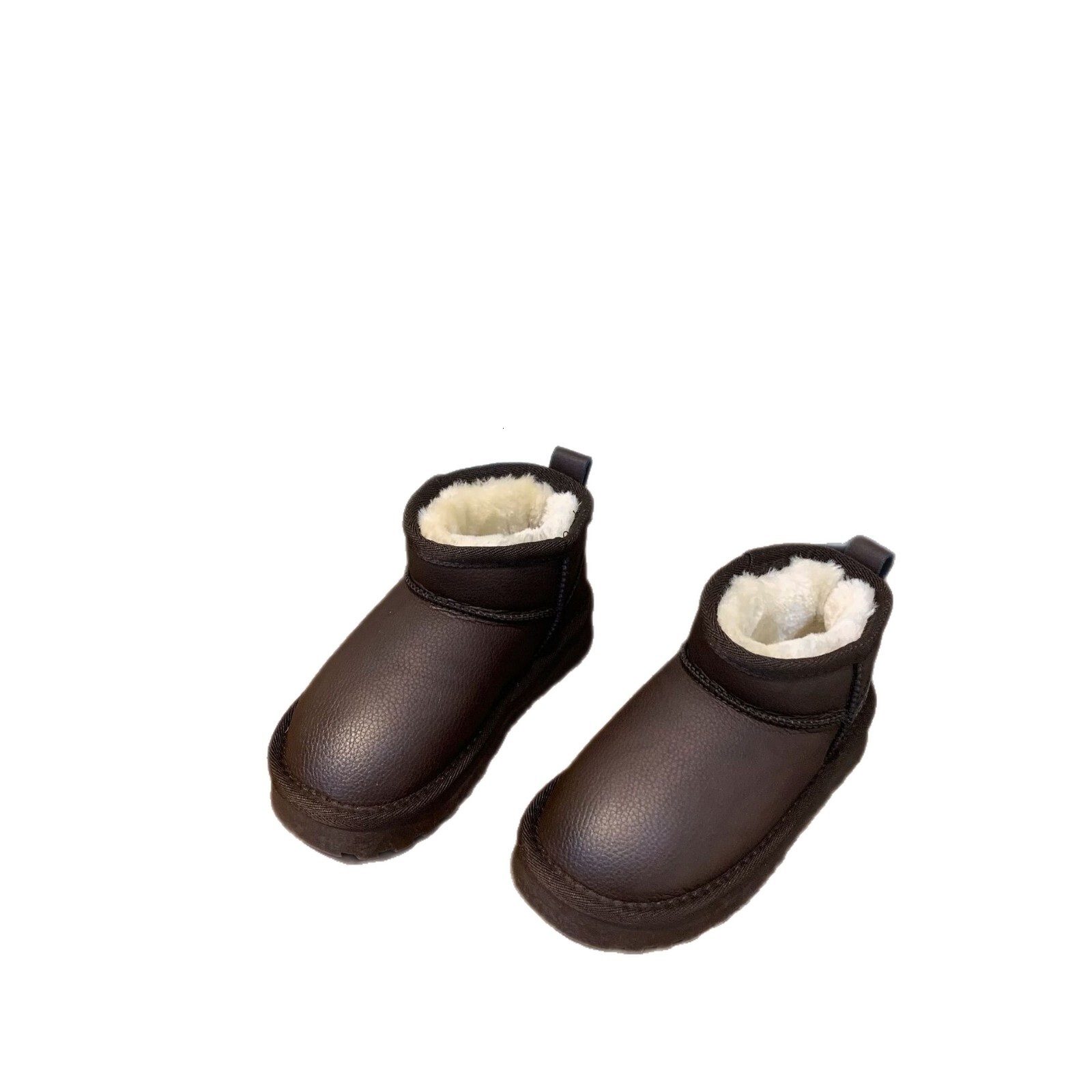 Winter new children's smooth snow boots with multi-color wool lining and warm short boots for both boys and girls, anti slip soft sole designer c