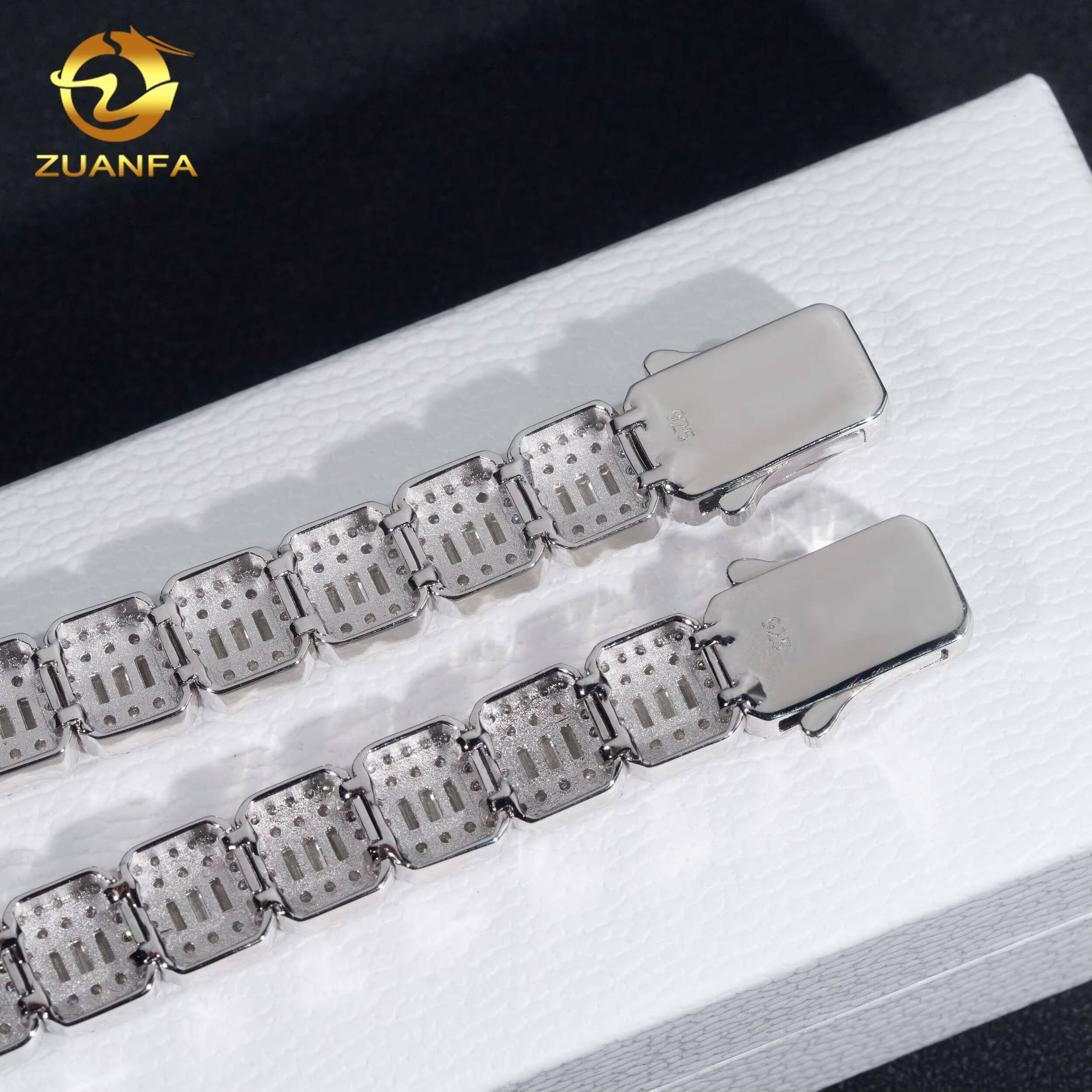 Affordable Baguette Cut Moissanite Chain Tennis Bracelet 9MM Hip Hop Jewelry