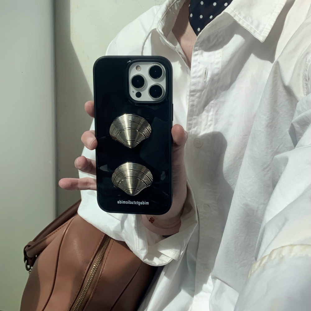 Metal Shell Cartoon Phone Case Compatible with iPhone 16/15 Pro Simple Niche iPhone 14/13 Protective Cover