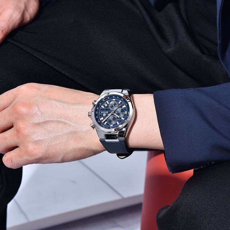 benyar new luminous multifunctional chronograph leather strap mens quartz wristwatch by5206