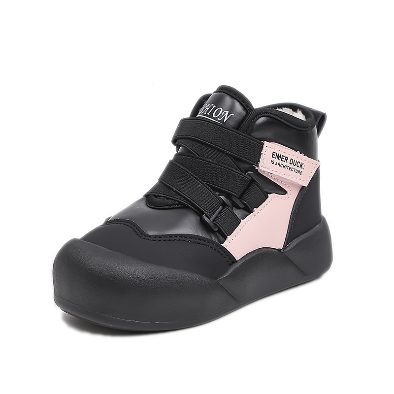 New girls' snow boots, winter children's wool lined warm cotton shoes, plus size girls' fashionable cotton boots, trendy designer shoes