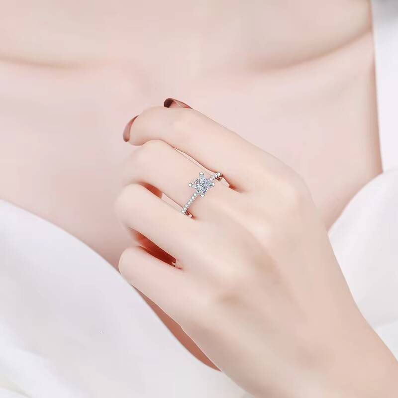 GRA Certified Diamond Elongated Cushion Cut Moissanite Ring 925 Sterling Silver Engagement Moissanite Ring Jewelry for Women