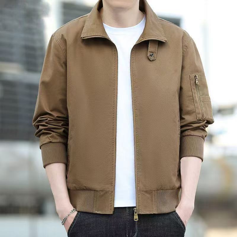 Spring And Autumn New Workwear Jacket Men's Pure Cotton Jacket Loose Large Size American Designer Coat Pilot Lapel Casual Jacket