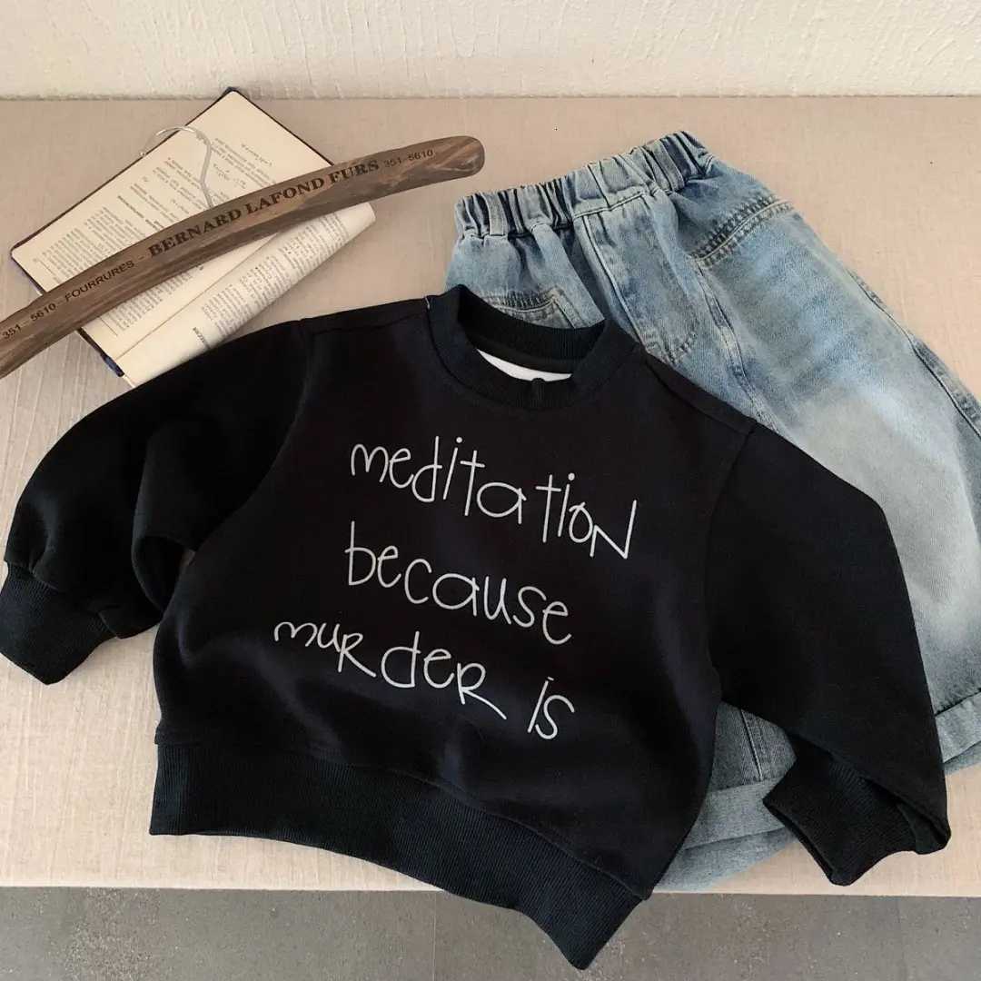 2025 Autumn New Children Long Sleeve Sweatshirt Fashion Letter Print Boys Girls Casual Pullover Baby Cotton Tops Kids ClothesT251030